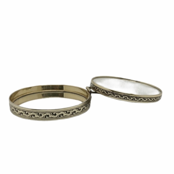 Vintage Compact Mirror Gold Tone Mother of Pearl - Picture 13 of 16